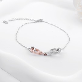 Horse Snaffle Bit Bracelet - 925 Sterling Silver Snaffle Bracelet CZ Horse Bit Bracelets Rose Gold-plated Hypoallergenic Jewelry