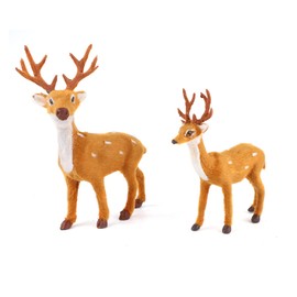 Christmas Reindeer Figures 2 Pcs Christmas Reindeer Art Animal Ornament Miniature Forest Animals Figures Simulation Standing Deer Elk Decoration for Christmas Decorations Party Favors Supplies