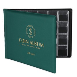 MUDOR Coin Collection Holder Album for Collectors, 240 Pockets Coin Collection Book Office Supplies
