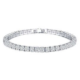 FineryGal Diamond Line Bracelet for Women Sparkling Silver Cubic Zirconia Anniversary Bracelets for Wife