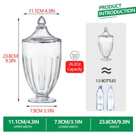 24oz Clear Glass Candy Jar with Lid Glass Cookie Jars Storage Decorative Jars for DIY Projects,Candy Buffet,Shower Favors(9.4 * 3.9inch)