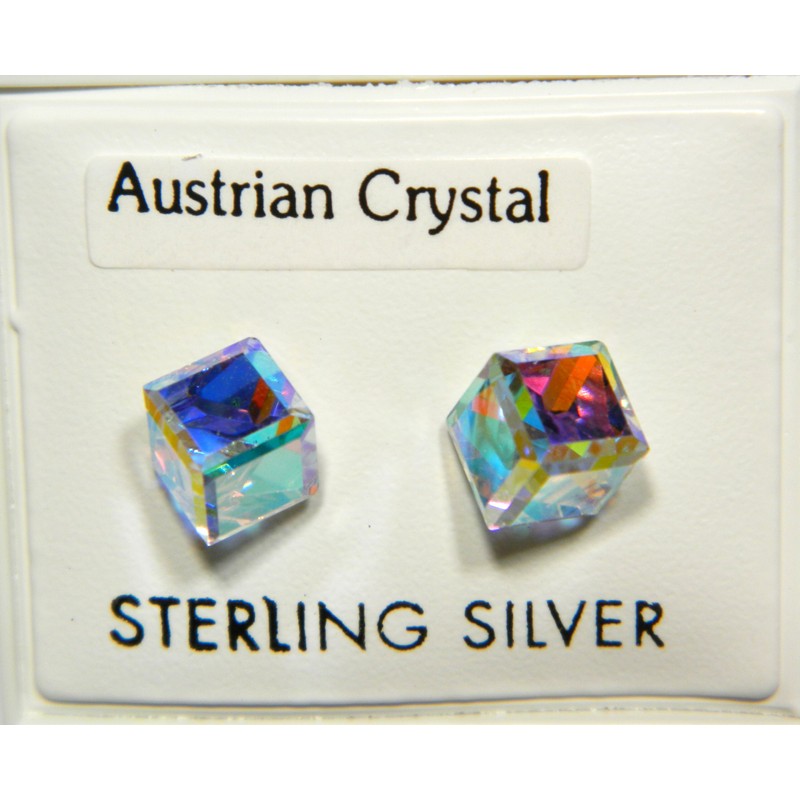 Arranview Jewellery A/B Crystal Cube 6mm Earring - 925 Sterling