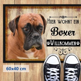 PR Print Royal Doormat Pets with Dog Picture Boxer - Gift Idea for Dog Lovers and Dog Owners - Size 60 x 40 cm