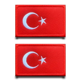 Turkey Flag Patch Embroidery Tactical Military Patch with Nylon Airsoft Patch for Backpacks Tactical Clothing Jacket Embroidery Tapes Pockets Badge Pack of 2