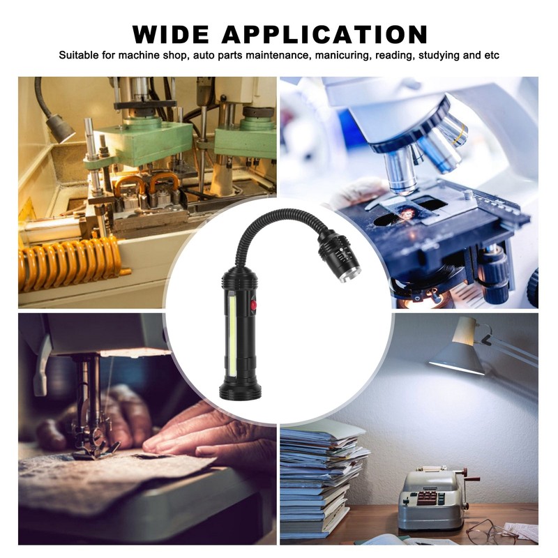 LED Zoom Machine Tool Working Light USB Charging Gooseneck Magnetic