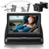 Accmor Baby Car Mirror,1080P HD Night Vision Function 360° Rotation Car Extra Strong Wide Camera with 4.3 Inch Folding Display, Car Camera View Child Infant in Rear Facing Seat