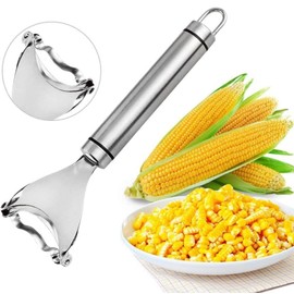 Stainless Steel Corn Peeler, Corn Cob Peeler Tool, Premium Stainless Steel Handy Corn Harvester Cutter with Ergonomic Handle, Corn Cob Remover, Small Kitchen Tools (Set of 1), 7.4*2.5*08, (ABC127)