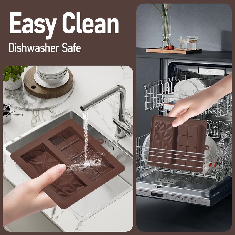 UWILLION Deep Chocolate Bar Mold Silicone 1 Inch Dubai Pistachio