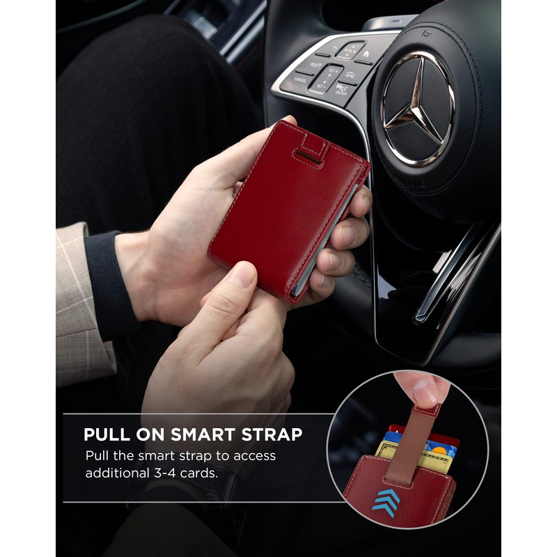 SERMAN BRANDS RFID Blocking Slim Bifold Genuine Leather Minimalist Front