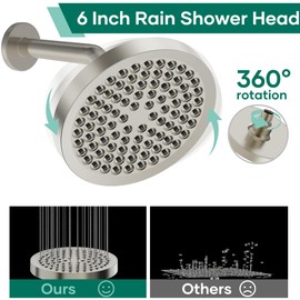 UltrTxenova Shower Head with Handheld Spray Combo,6" High Pressure Rain ShowerHead,5" Dual Double Handheld Shower Head with 10-Mode 78" Hose Brushed Nickel
