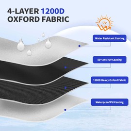 LooDro Tearproof Center Console Boat Cover with Windproof Straps for Trailerable Boat, 1200D Oxford Fabric Waterproof with Storage Bag, 16' - 18.5' L, UP to 98" W, Black