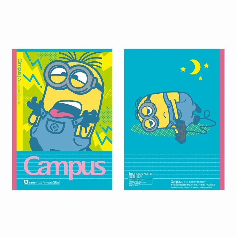 Showa Note 414520001 Minions Campus Notebook, Dotted Ruled, A-Ruled, Pack