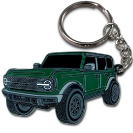 FOUR WHEEL BEAST Bronco Keychain Accessories 4 door key chain Fob Cover Cool Mods compatible with Ford Bronco 2021 2022 2023 (Green)