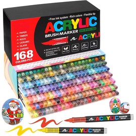 Acrylic Paint Marker Set, 12/24/36/72/120/168 pcs Soft Brush Tip Paint Pens Markers for Rock Painting, DIY Craft Making, Back To School Supplies:_12 Pieces