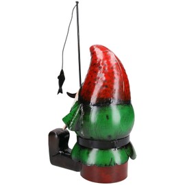 Hand Painted Metal Garden Gnome Fishing Gift Ornament 20x18x39.5cm