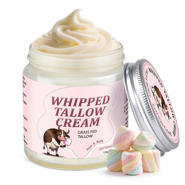 Grass-Fed Beef Tallow for Skin Care, Whipped Moisturising Cream -
