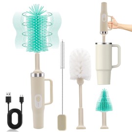 4 in 1 Electric Brush Cleaner Kit ，Bottle Brush、Straw Cleaner | Multi-Function Rechargeable with IPX6 Waterproof & Extra-Long Design | for Baby Bottles, Pacifiers, Coffee Mugs, Sports Bottles & More