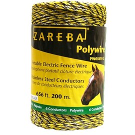 Zareba 656 ft Polywire - 200 M Electric Fencing - Highly Visible Poly wire - 6 Conductors - Easy to Install, Repair, Slice - PW656Y6-Z