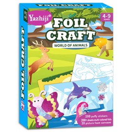 Foil Art Craft Kits for Kids - Foil Fun Dinosaurs, Mess -free Sticker Set for Child, DIY Printing Craft Kits Activity, Gifts for Ages 4 5 6 7 8 9 10 Years old, Art Supplier Toys for Boys Girls