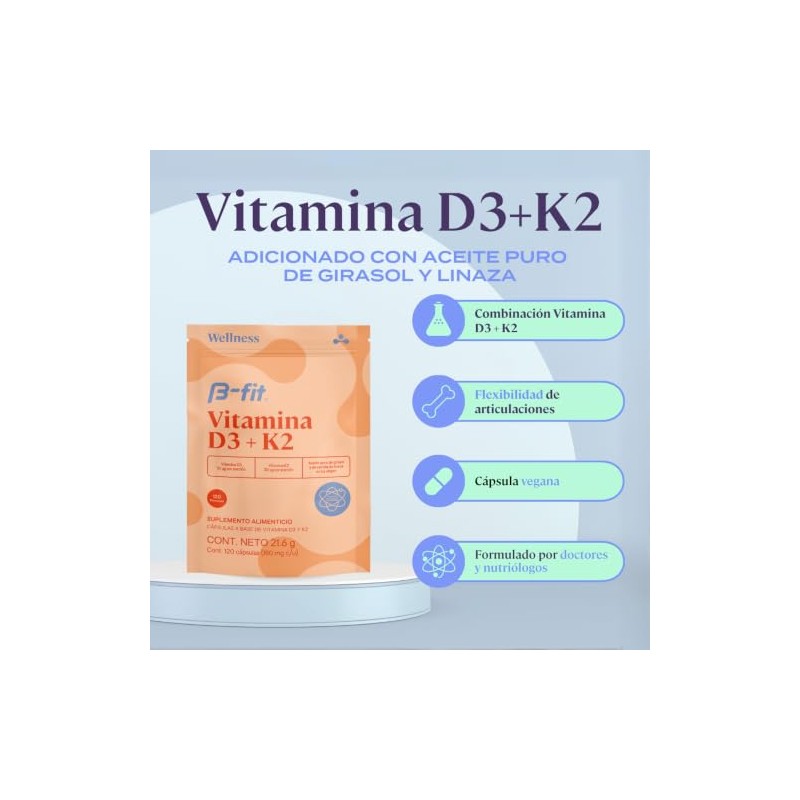 Fit Vitamina Suplemento Colecalciferol Menaquinona Cápsulas Aceite Linaza Girasol Fórmula