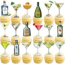 48Pcs Martini Cocktail Cupcake Toppers Martini Birthday Party Decorations Tini Bar Theme Cupcake Picks Decorations for Martini Cocktail Theme Birthday Party Bachelorette Party Supplies