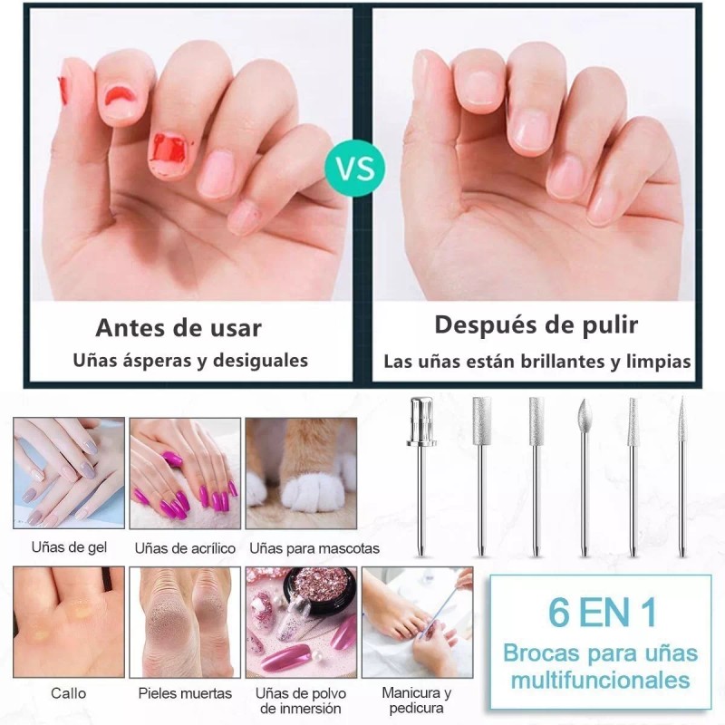 Delanie Limpiador Esmeril Taladro Torno Para Uñas 35000 Rpm Recargab