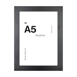 Contemporary Black A5 Wooden Picture Frame for A5 (15 x 21cm) Photos or Pictures, Plexi Glass, Freestanding or Wall Mounted Landscape or Portrait