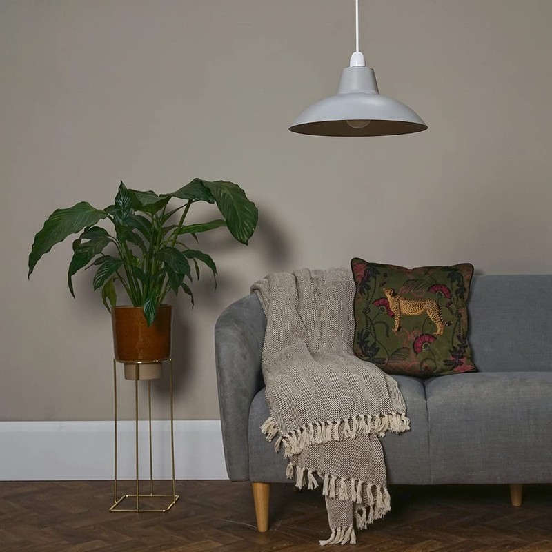 Retro Style Grey Metal Easy Fit Ceiling Pendant Light Shade