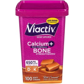 Viactiv Calcium + Vitamin D3 Supplement Soft Chews, Caramel,Calciu
