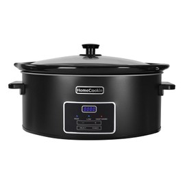 HOMECOOKIN 7 Quart Programmable Slow Cooker, Kitchen Appliances, Perfect Kitchen Small Appliance for Family Dinners, Black Stainless Steel
