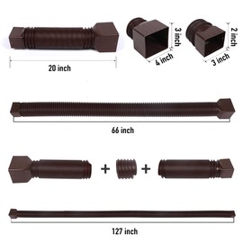 2 Pack Rain Gutter Downspout Extensions, Upgraded Flexible Drain Downspout Extender, Rainwater Drainage Diverter with Mini Connector, Extendable from 20 to 127 Inches