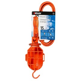 Woods 0200 18/2-Gauge SJTW 75-Watt Trouble Light with Plastic Guard, 15-Foot, Orange