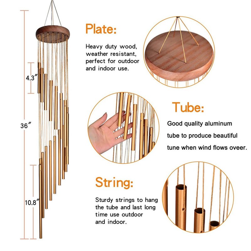 Wind Chimes for Outside, 36inch Metal Wind Chimes Outdoor with