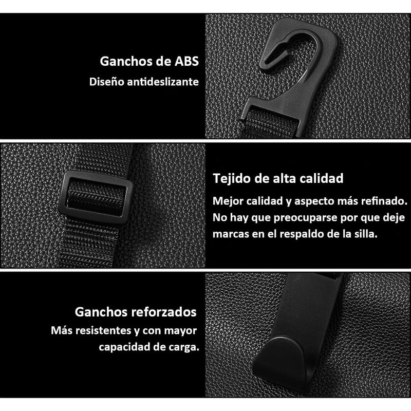 4 Piezas, Ajustable, Ganchos para Reposacabezas de Asiento de Coche,