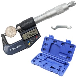 0-1" Range (0-25mm) Digital Micrometer with 6 Digit LCD Display, 0.001mm Resolution, Features mm/inch Conversion Button - EX ELECTRONIX EXPRESS