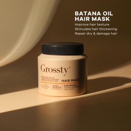 GROSSTY Batana Oil Hair Mask for Dry, Damaged Hair | Promotes Healthy Growth | Deep Nourishing & Repair | Stimulate Hair Thickening | Restores Moisture & Softness 300ml