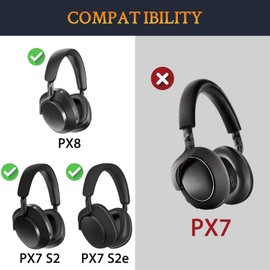 SOULWIT Lambskin Ear Pads Cushions Replacement for Bowers & Wilkins PX8/PX7 S2/PX7 S2e Over-Ear Headphones (Do Not Fit PX7), Earpads with High-Density Noise Isolation Foam - PX8 LS Black