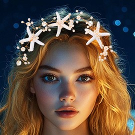 Catery Starfish Hair Vine Pearl Wedding Headband Bridal Headpiece Accessories for Women (Rose Gold, One Size)