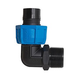 Watts AME114 ANKA Series High Pressure Poly-Pipe Male NPT 90° Elbow, 1-1/4" x 1-1/4" Black Fitting w/Blue Tapered Nut Seal, High Grade Glass Fiber Reinforced Nylon, Agriculture & Irrigation