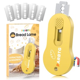 PARBTG Bread Lame Dough Scoring Tool, Extractable & Magnetic Sourdough Scoring Tool for Sourdough Bread Baking, Bread Making, Bread Scoring Tool with 5 Razor Blades, Scoring Patterns booklet, Yellow