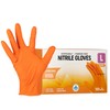 8 Mil Disposable Orange Nitrile Rubber Gloves. Heavy Duty, Food