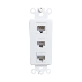 BUPLDET 3 Port CAT6 Ethernet Wall Plate Insert - CAT 6 RJ45 Network Cable Decora Insert for Midsize/Oversize Decorator Cover Plate
