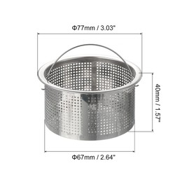 uxcell Kitchen Sink Drain, Stainless Steel Kitchen Sink Strainer with Handle, 3.03" OD x 2.64" ID x 1.57" Depth for Most Kitchen Sink Strainer Replacement, Silver