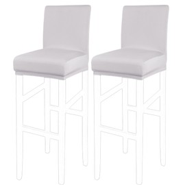 PiccoCasa Set of 2 Bar Stool Covers with Elastic Bottom, Stretch & Removable Dining Chair Covers for Pub Counter - Spandex Height Side Chair Covers Protector Slipcovers Silver Grey