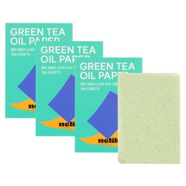 Nellic Daily Soft Green Tea Oil-Absorbing Sheets, 100 Sheets per Pack, Set of 3