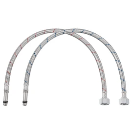 uxcell 20 Inch Long Faucet Supply Line Connector, 2pcs G1/2 Female Compression Thread x M10 Male Connector Braided 304 Stainless Steel Water Supply Hose Line