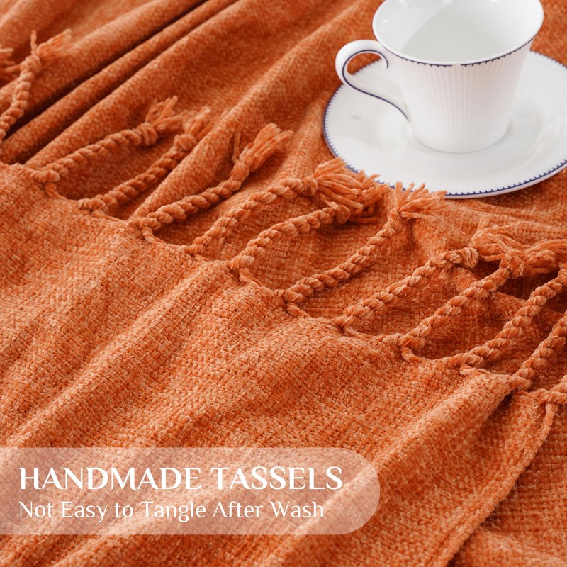 BATTILO HOME Chenille Throw Blanket for Couch, Soft Warm Cozy