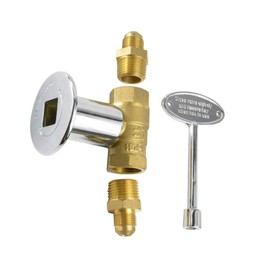 Meter Star 1/2Inch Straight Quarter Turn Shut-Off Valve Kit for NG LP Gas Fire Pits with Chrome Flange Key Valve with 3/8" Flare Adapters