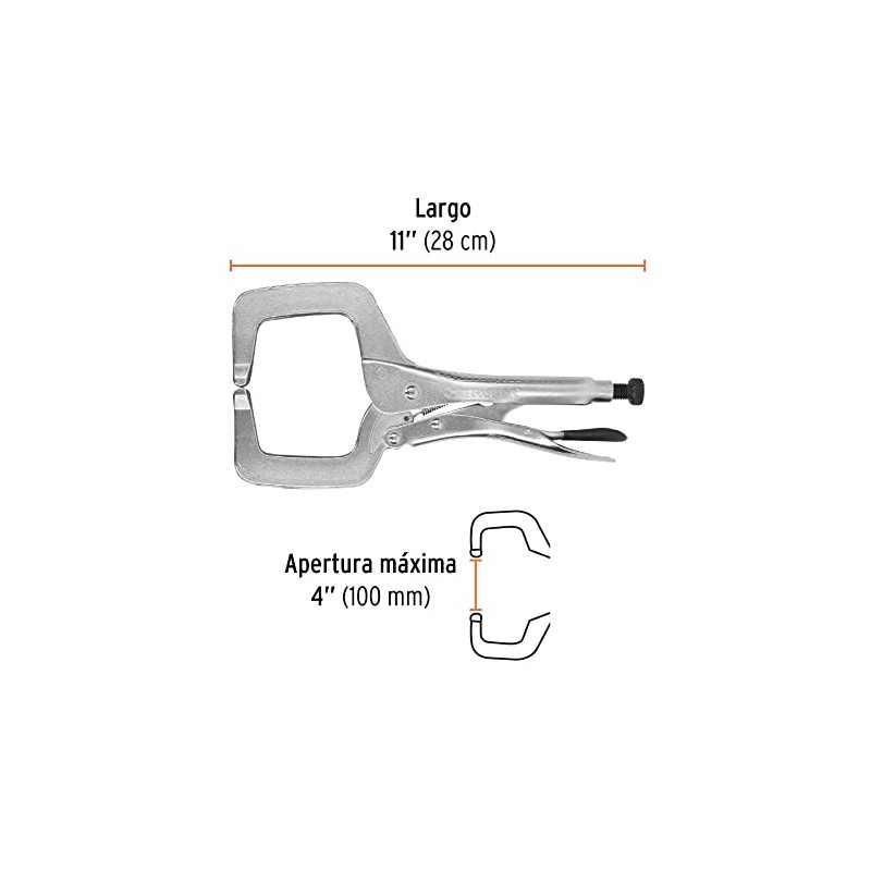 Truper PPP-11R, Pinza de presión tipo "C" de 11", con