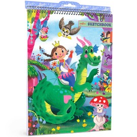 eeBoo: Sketchbook - Fairytale Dragon – Magical Spiral Bound Pad, Color & Drawing Paper, 60 Pages, 8.5x11, Eco-Friendly, Portable, Kids Art Supplies